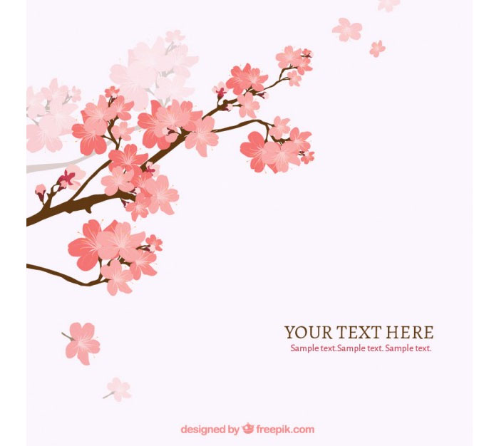 Blooming cherry tree branch background Free Vector