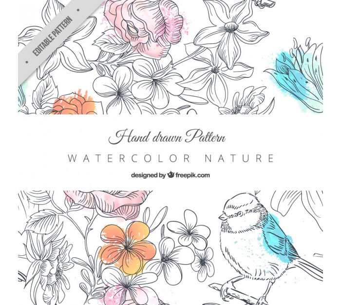 Hand drawn nature pattern Free Vector